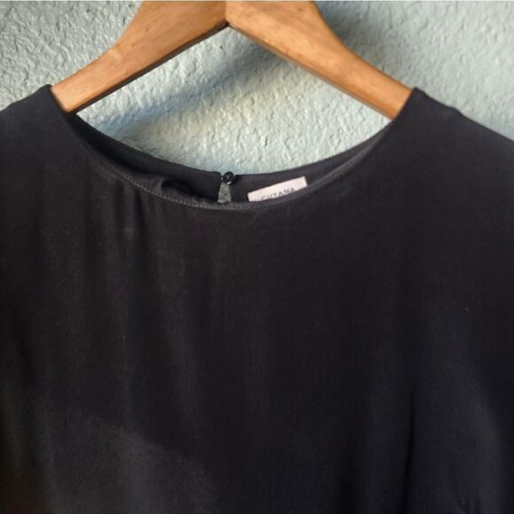 Cuyana The Silk Tee Dress Black High LowMini Minimalist Casual Short Sleeve - Picture 3 of 16